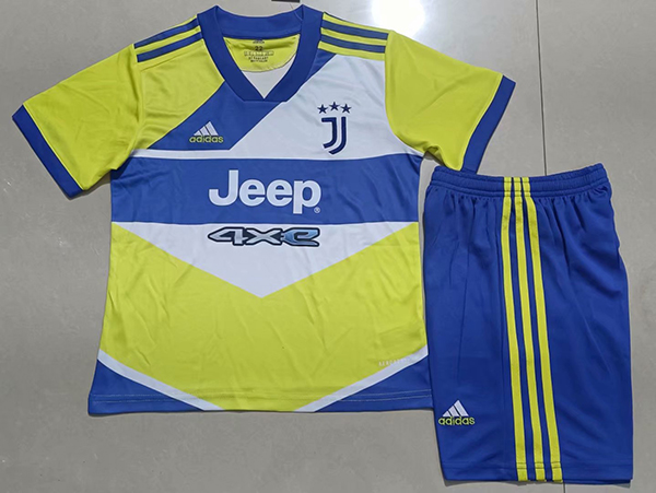 Kids-Juventus 21/22 Third Yellow/Blue Soccer Jersey